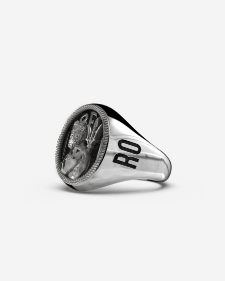 BAGUE CHEVALIÈRE OVALE NEPTUNE BOLOGNA FC EN ARGENT PERSONNALISABLE