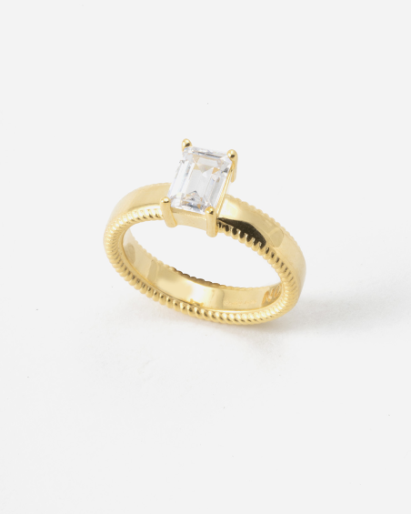 RING THICK MIRROR MIT BRILLANTEN GELBGOLD