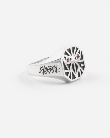 ANILLO CHEVALIER OCTAGÓN EYES SOLOMOSTRY DE PLATA CON BRILLANTES