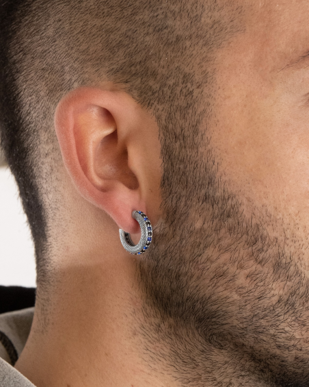 IM INTER X NOVE25 BOUCLE D'OREILLE CERCLE ÉCAILLÉ AVEC BRILLANTS NERAZZURRI