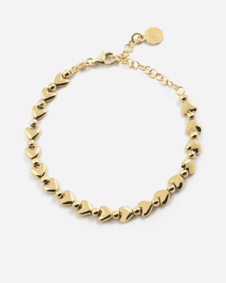 PULSERA CORAZONES GOLDEN MATCHY PLATEADA ORO