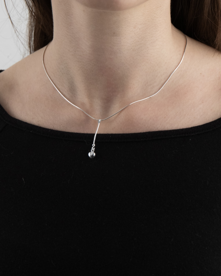 SILVER HEARTIE BOW TIE NECKLACE