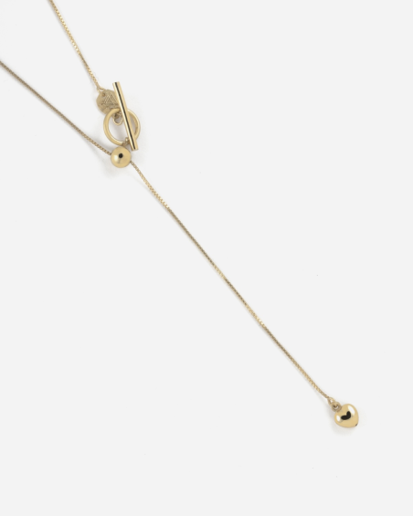 GOLDEN HEART BAR BOW TIE NECKLACE WITH T-BAR