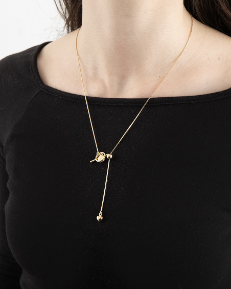 KRAWATTENKETTE HERZ MIT T-BAR GOLDEN HEART BAR