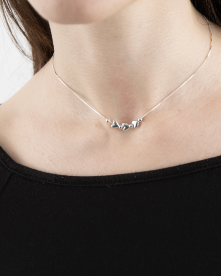 COLLIER CHOKER CŒURS SILVER MATCHY EN ARGENT