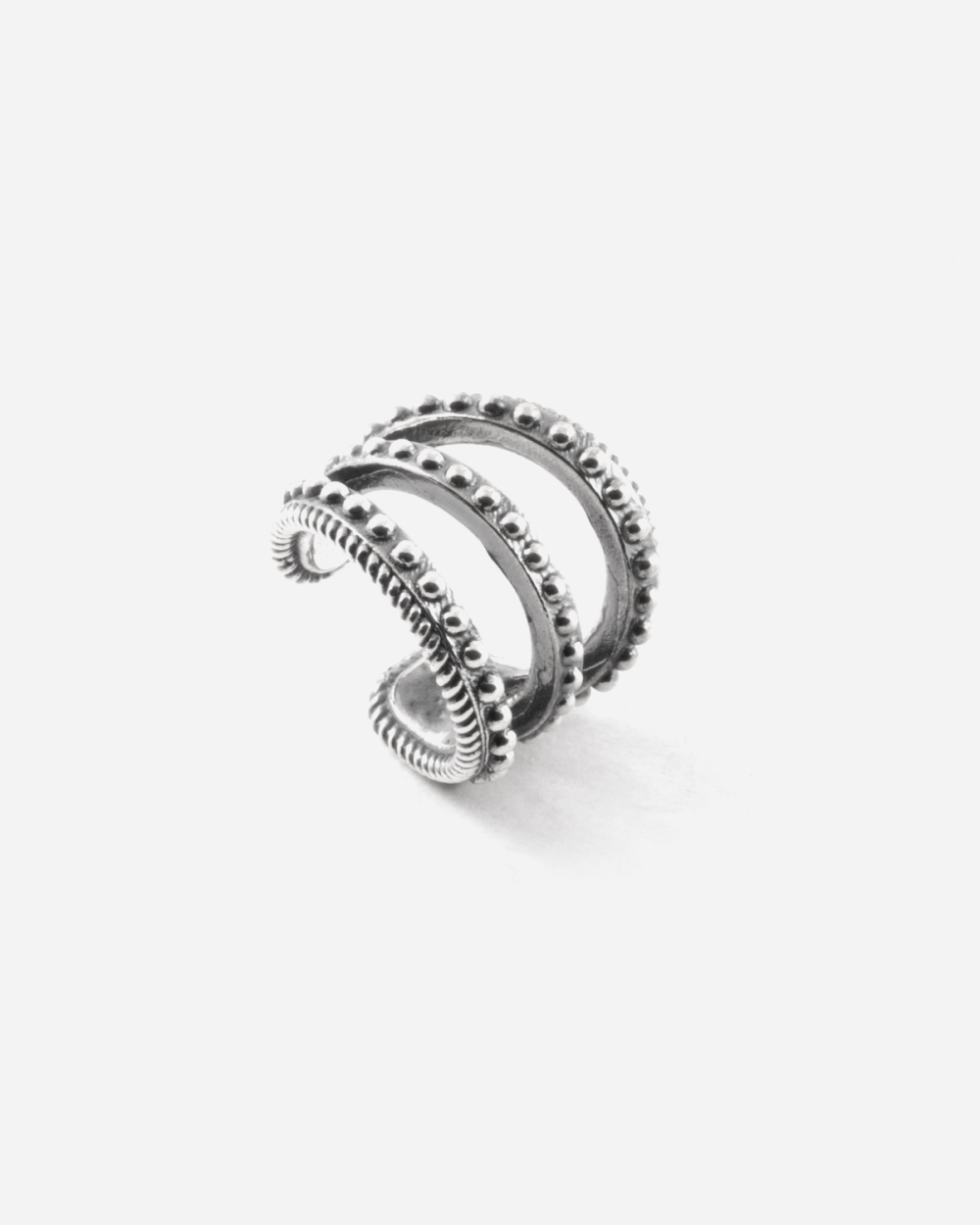 EAR CUFF TRIPLE TIE PUNTEADO DE PLATA