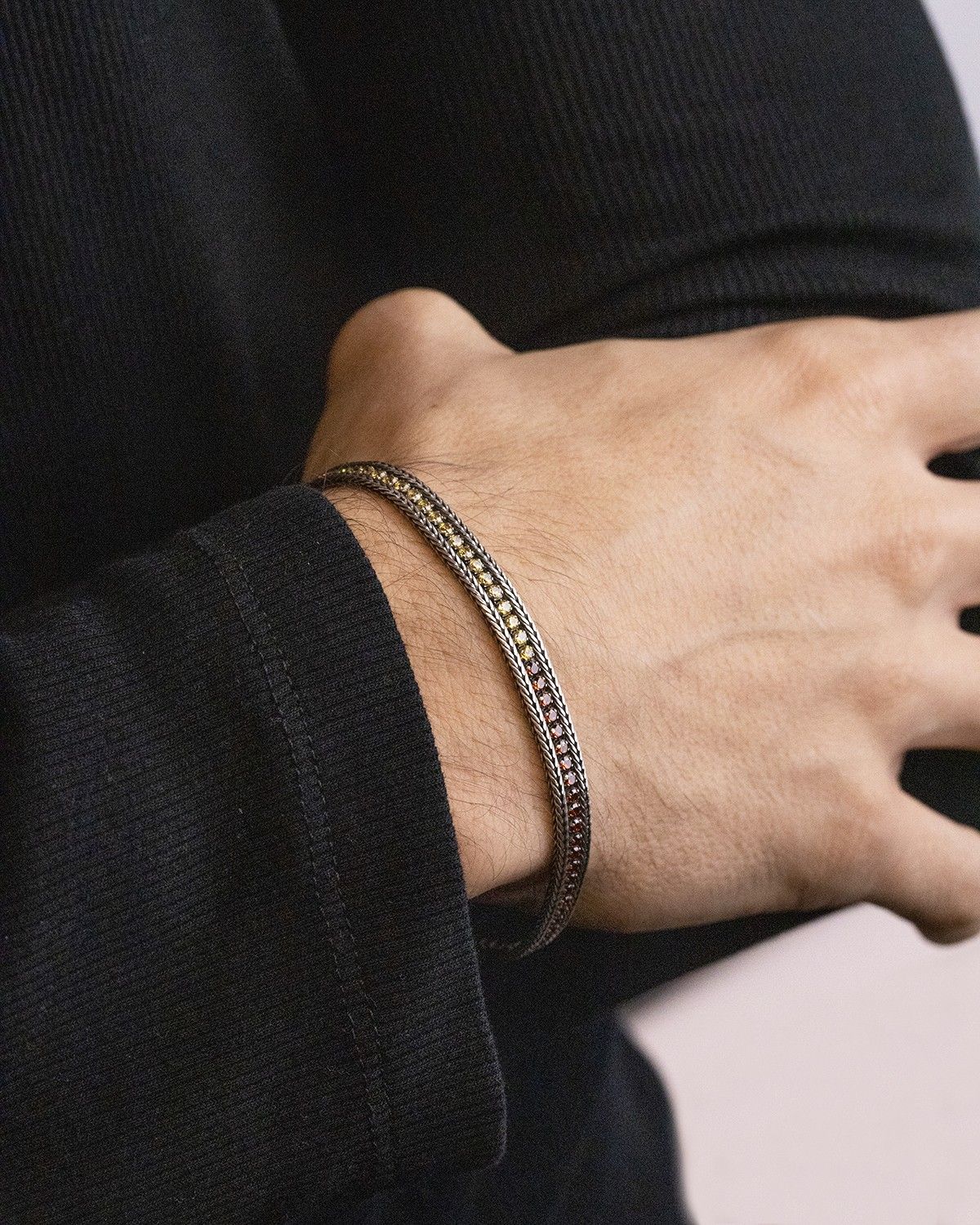 BRACELET TENNIS AS ROMA EN ARGENT AVEC BRILLANTS GIALLOROSSI