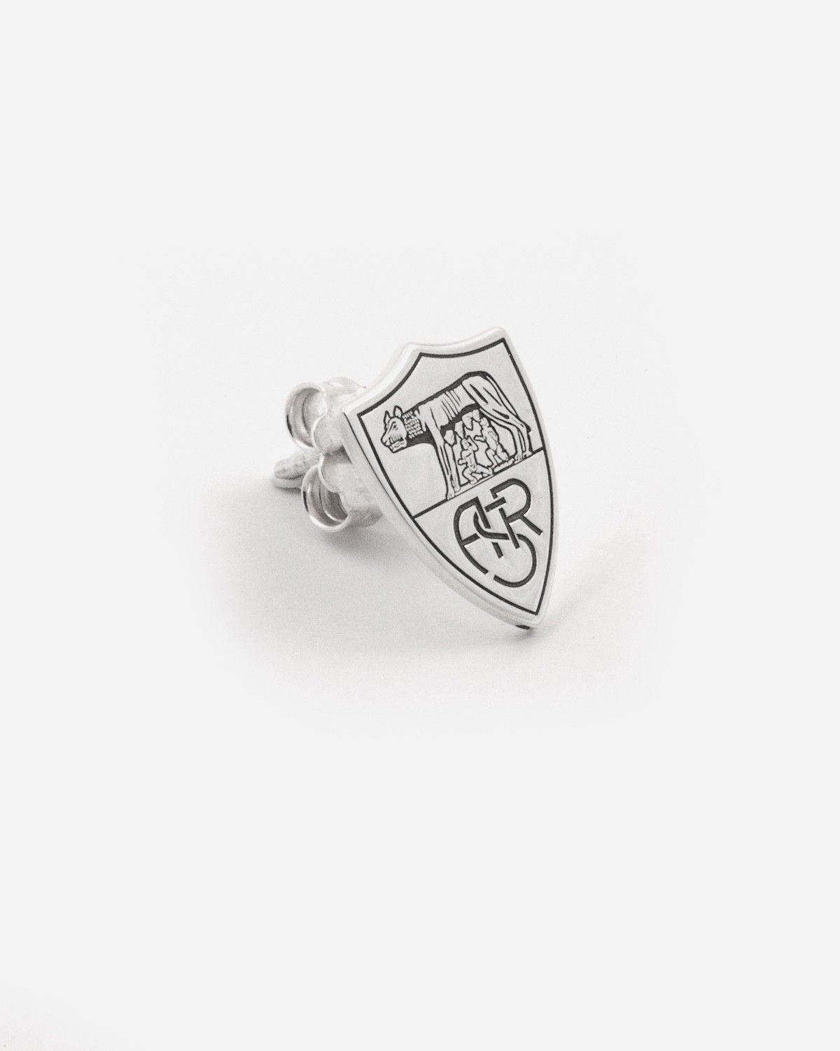PENDIENTE LÓBULO CON LOGO AS ROMA HERITAGE DE PLATA