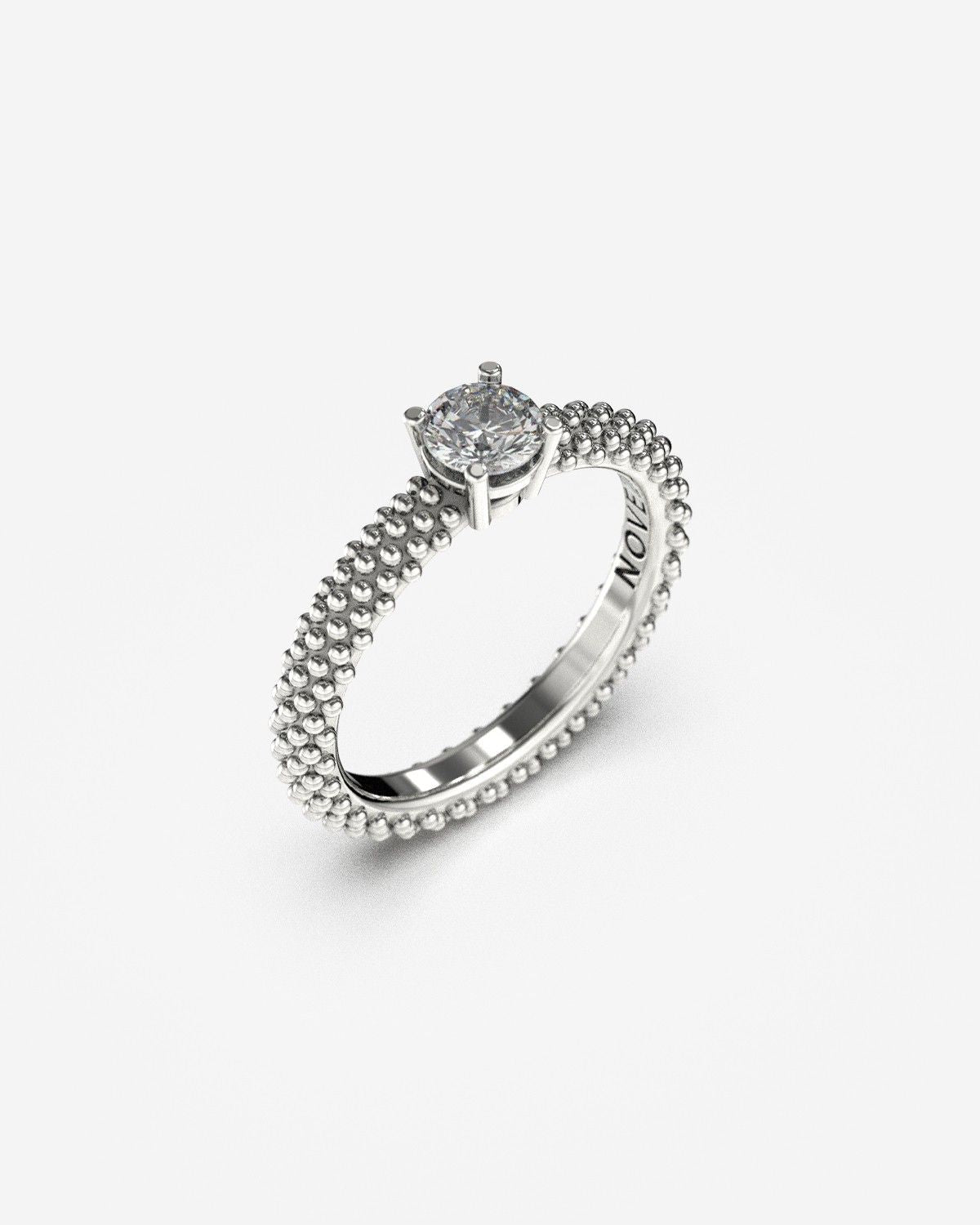 BAGUE DE FIANÇAILLES SOLITAIRE À PICOTS D'OR