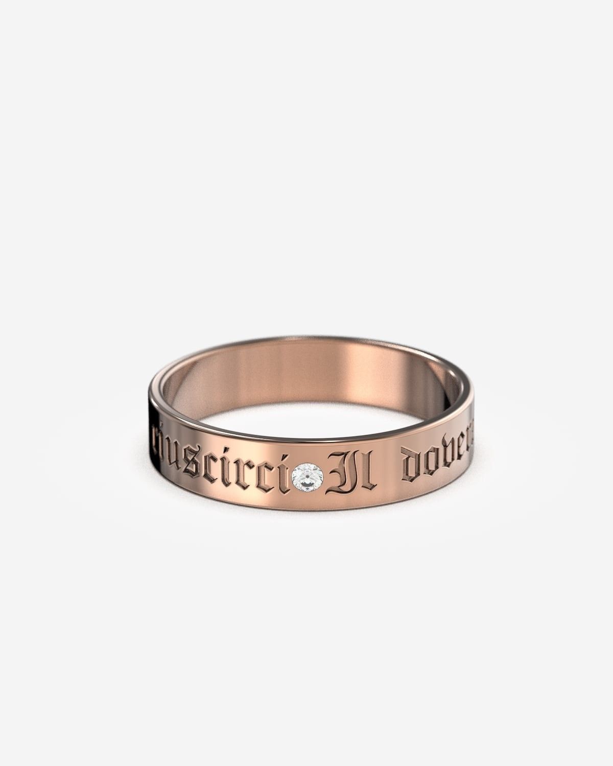 GOLD FLAT WEDDING RING WITH DIAMOND H4,5