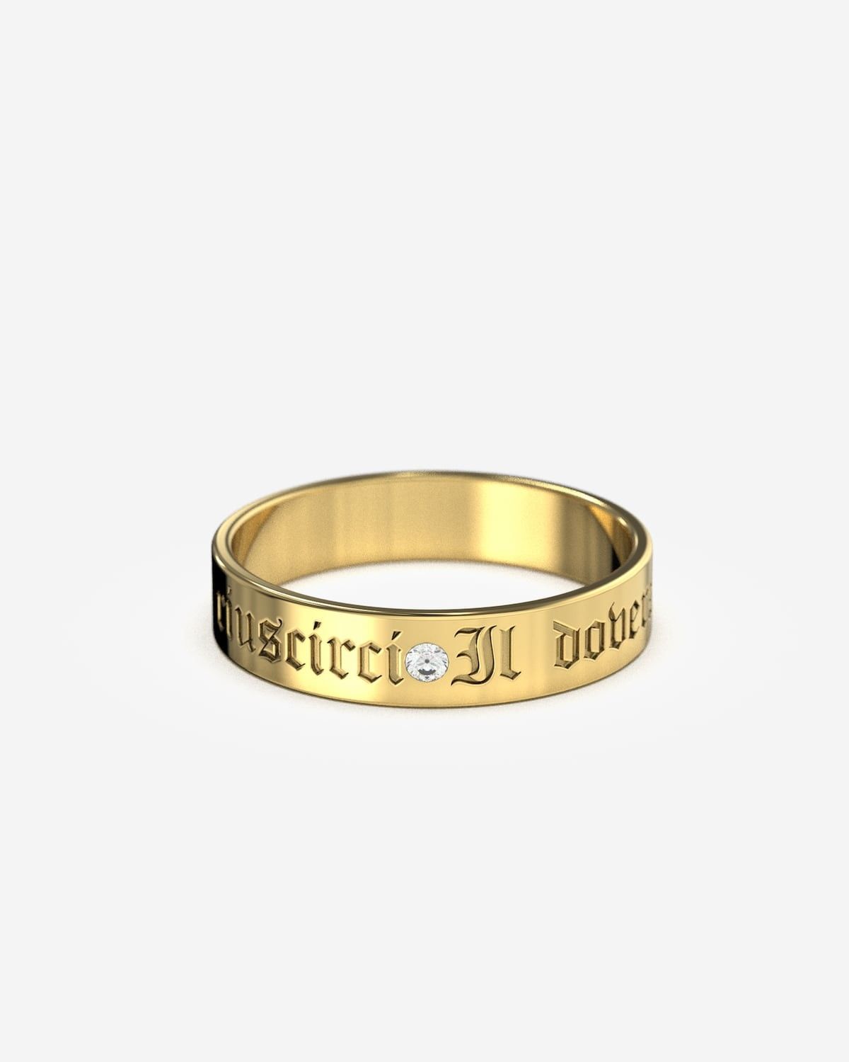 GOLD FLAT WEDDING RING WITH DIAMOND H4,5