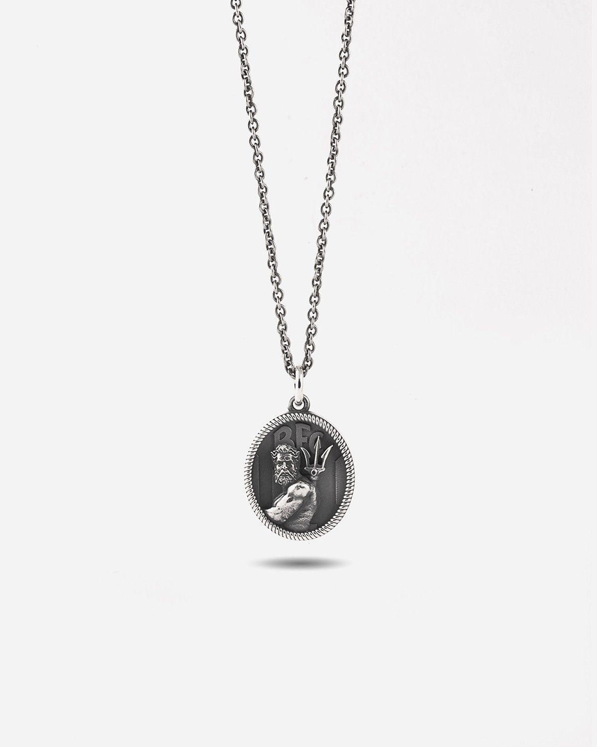 PENDENTIF OVAL NEPTUNE BOLOGNA FC EN ARGENT