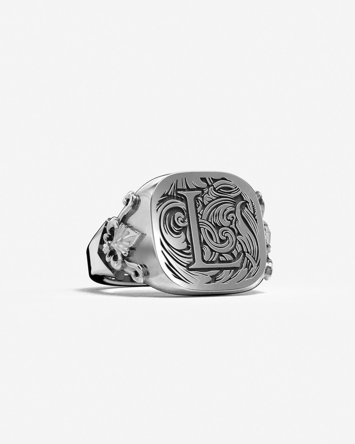 SIEGELRING RECHTECKIG GOTIK MIT BUCHSTABE