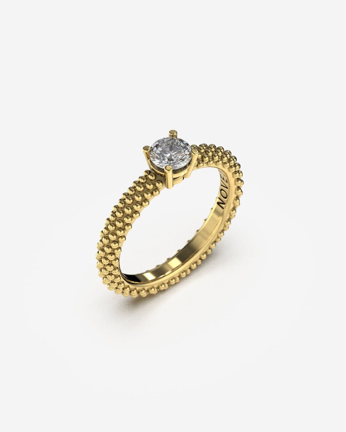 BAGUE DE FIANÇAILLES SOLITAIRE À PICOTS D'ARGENT