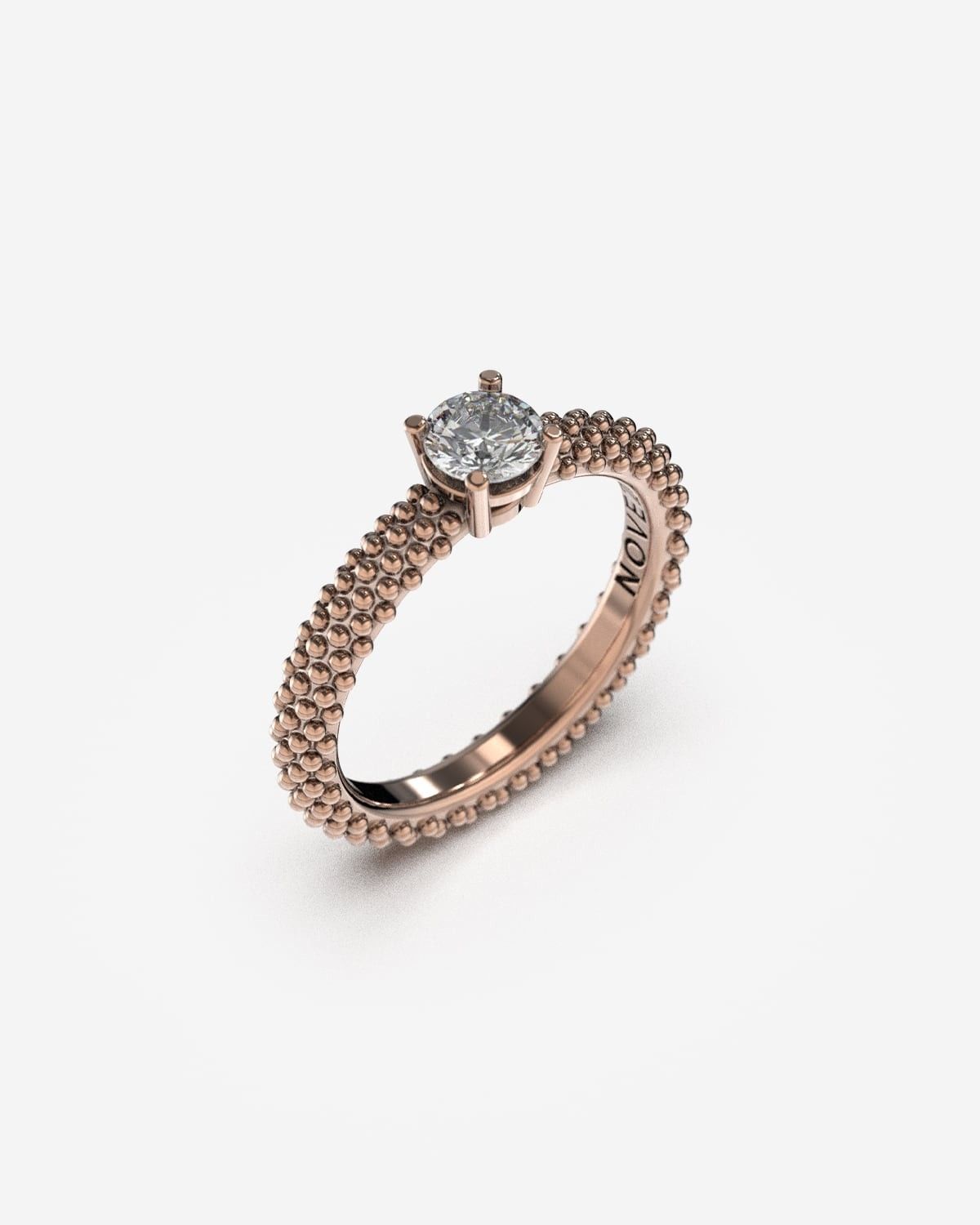 BAGUE DE FIANÇAILLES SOLITAIRE À PICOTS D'ARGENT