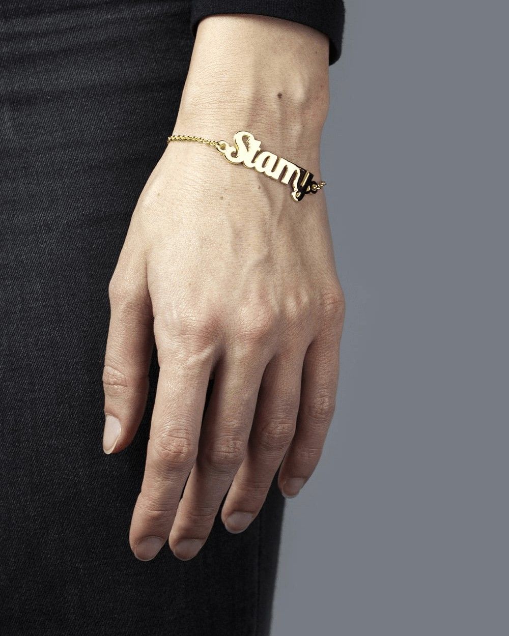 BRACELET NOM PIÈCE CHANTOURNÉE AVEC CHAÎNE