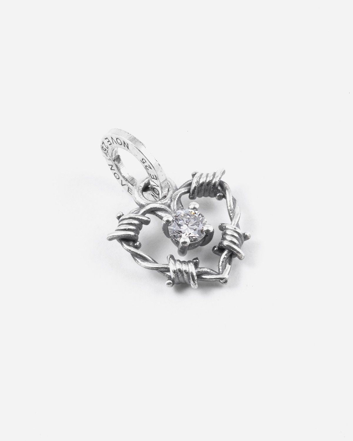 CHARM-ANHÄNGER HERZ STACHELDRAHT SILBER MIT DIAMANT