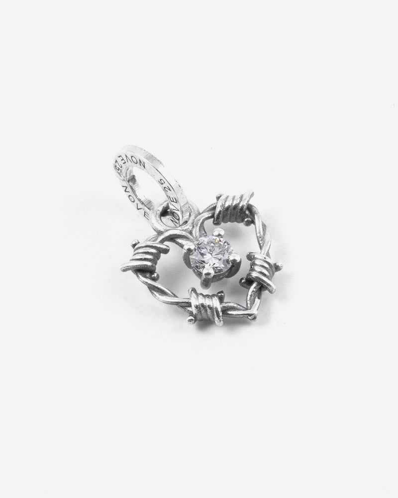 CHARM CŒUR BARBELÉ EN ARGENT AVEC DIAMANT