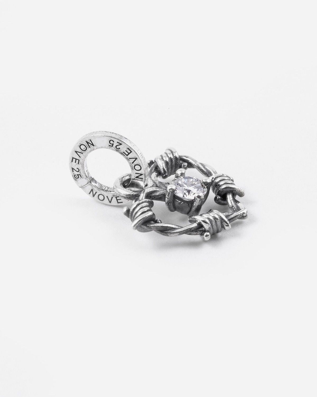 CHARM-ANHÄNGER HERZ STACHELDRAHT SILBER MIT DIAMANT