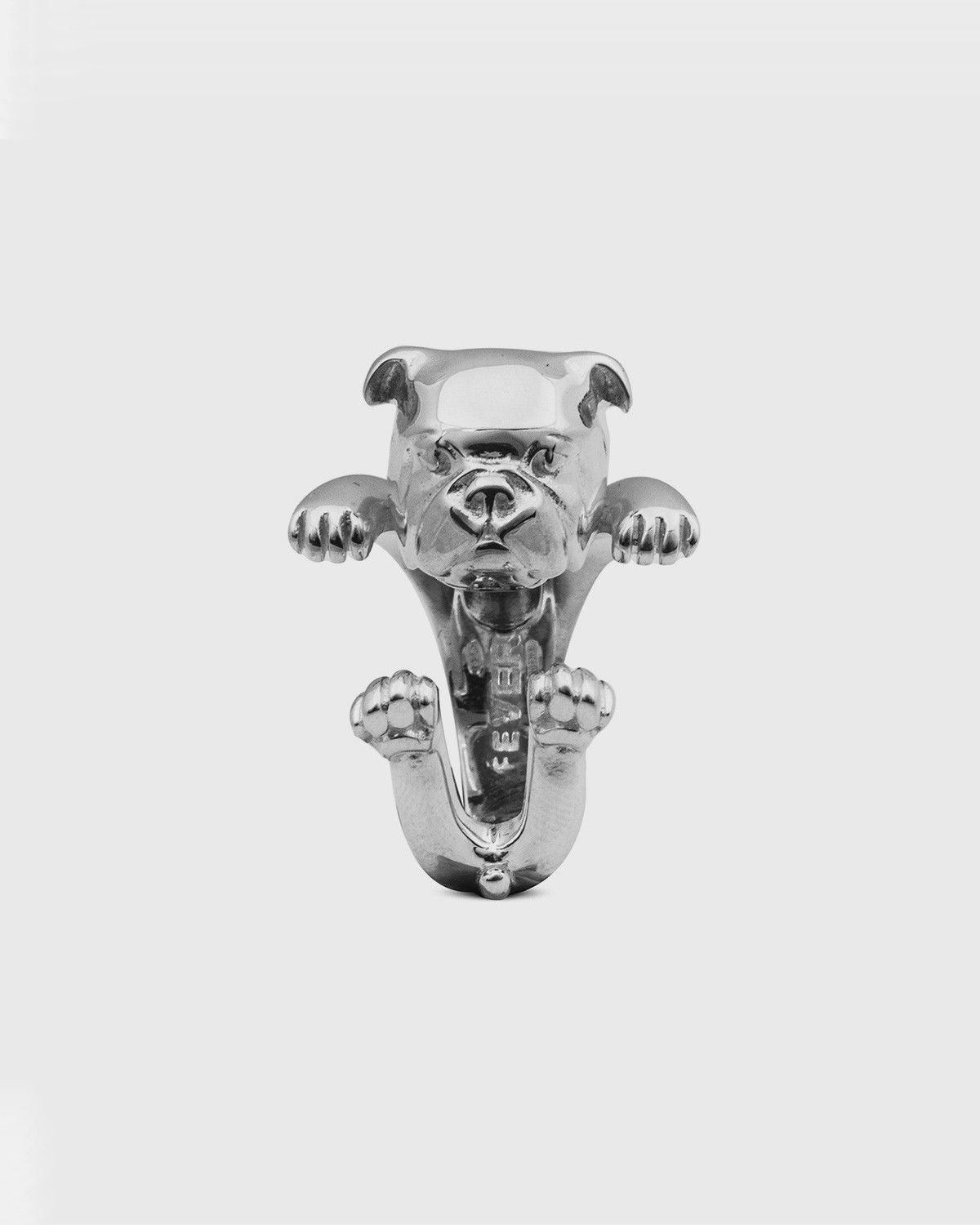 ENGLISH BULLDOG HUG RING / POLISHED SILVER
