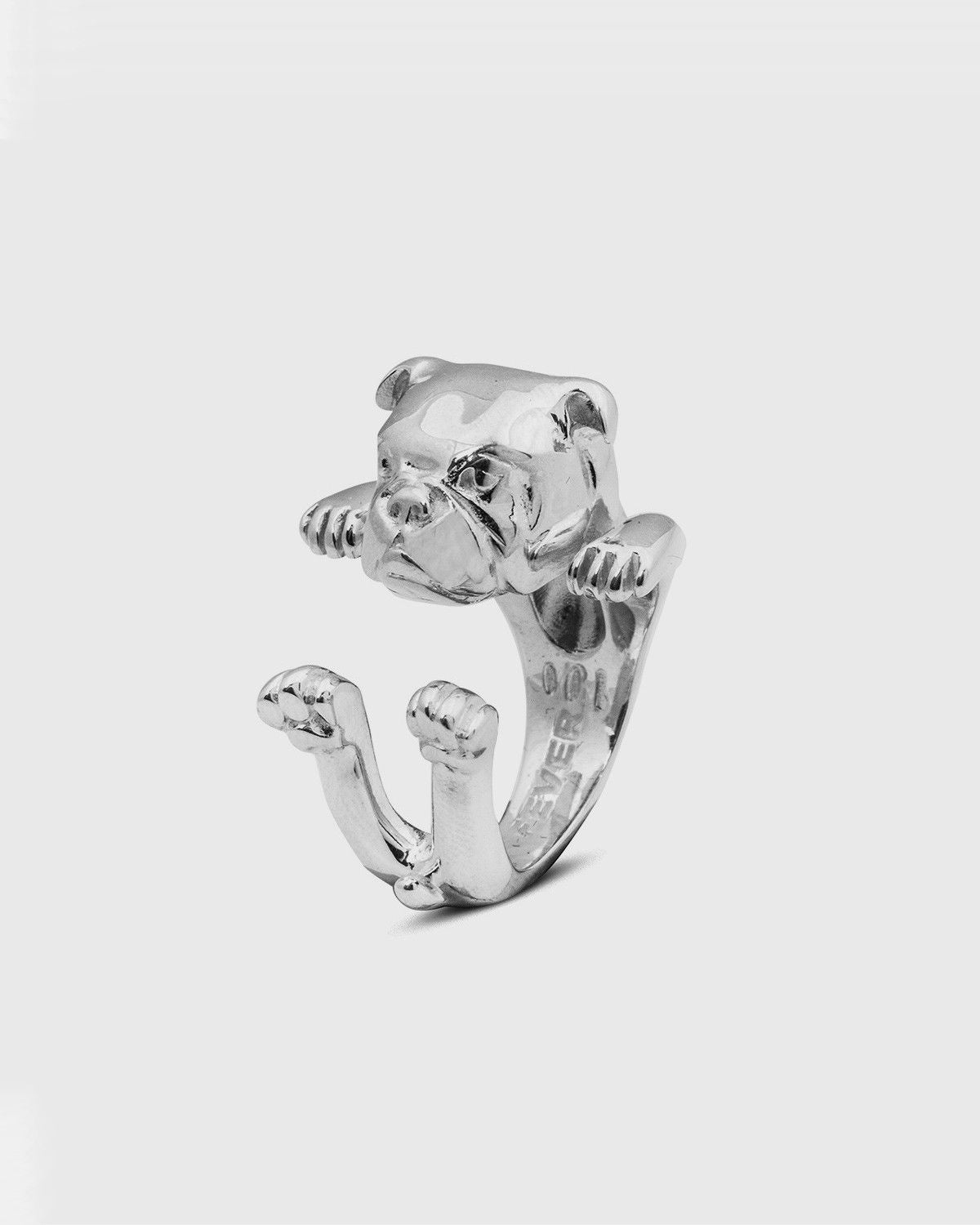 ENGLISH BULLDOG HUG RING / POLISHED SILVER
