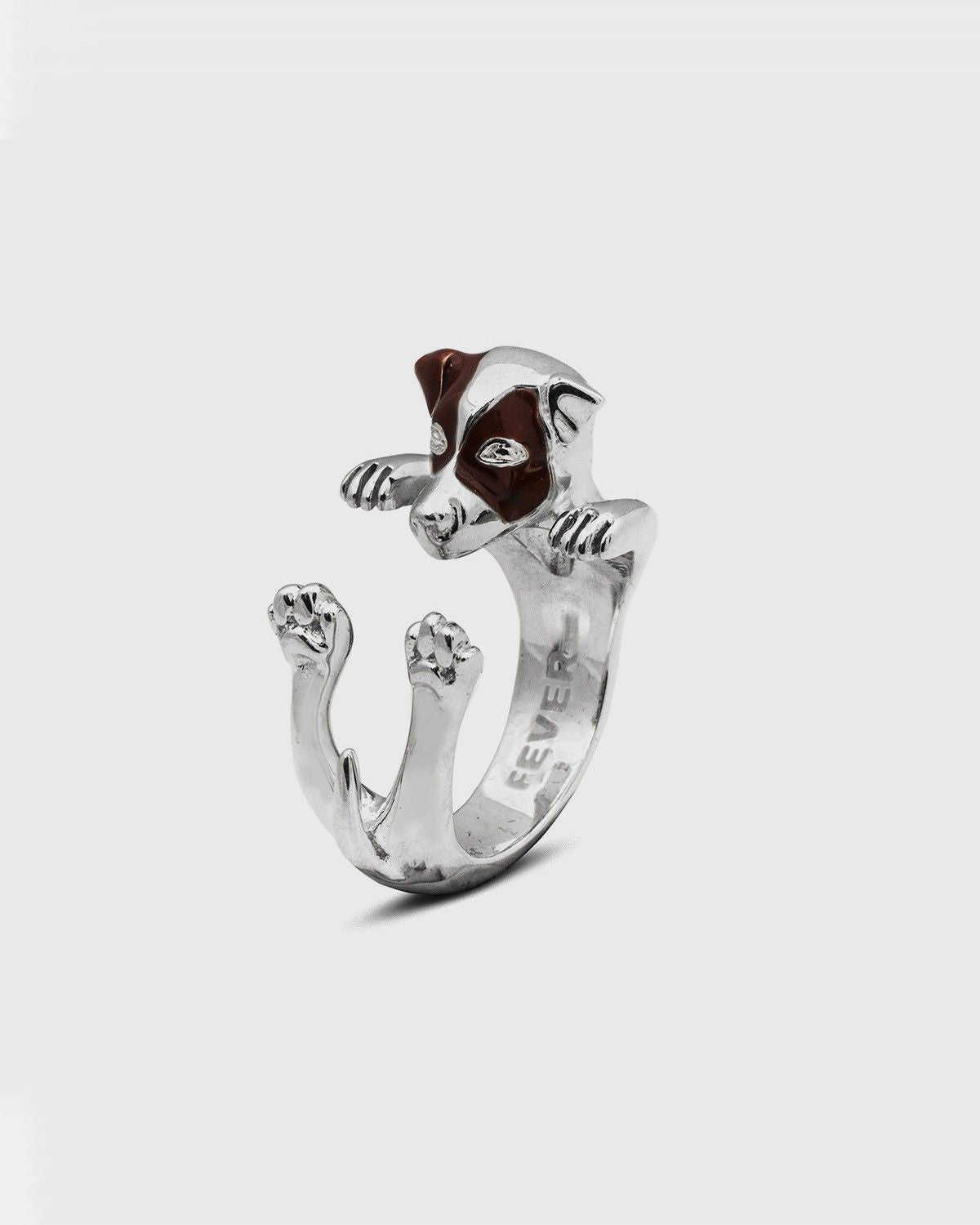 BAGUE HUG JACK RUSSEL TERRIER / ARGENT