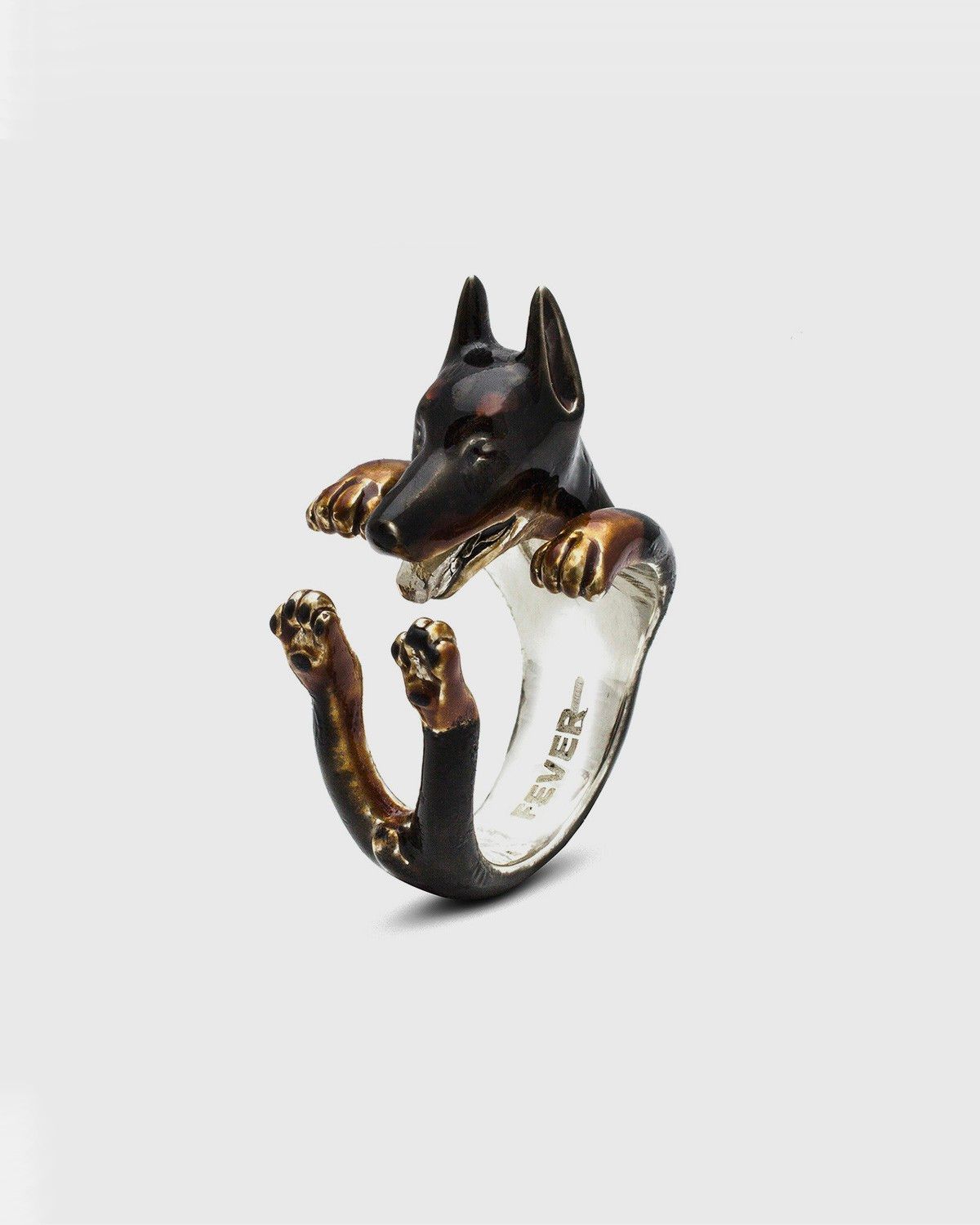 BAGUE HUG DOBERMANN / ÉMAIL