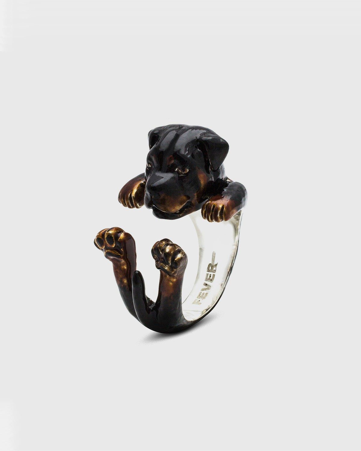 BAGUE HUG ROTTWEILER / ÉMAIL