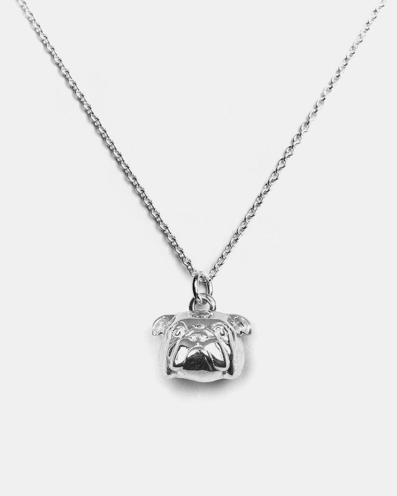 ENGLISH BULLDOG PENDANT NECKLACE F040 L60 / POLISHED SILVER