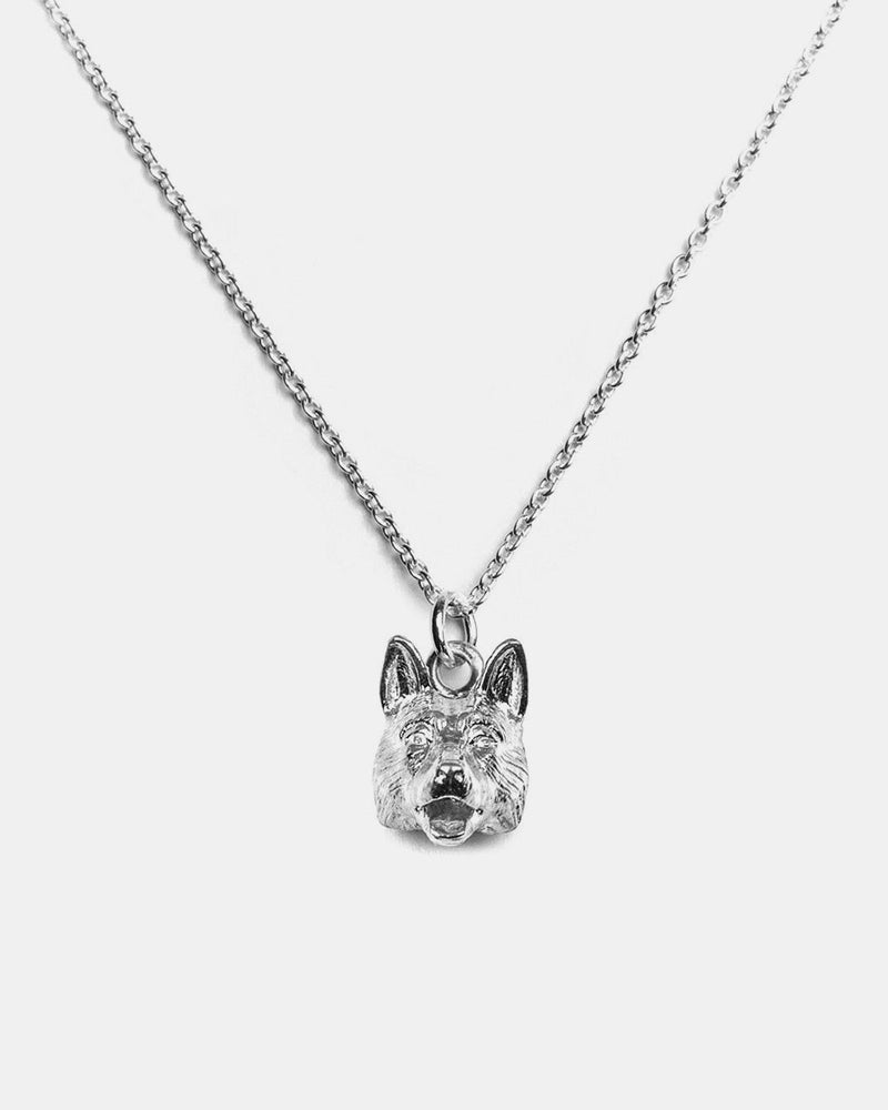 GERMAN SHEPERD PENDANT NECKLACE F040 L60 / POLISHED SILVER