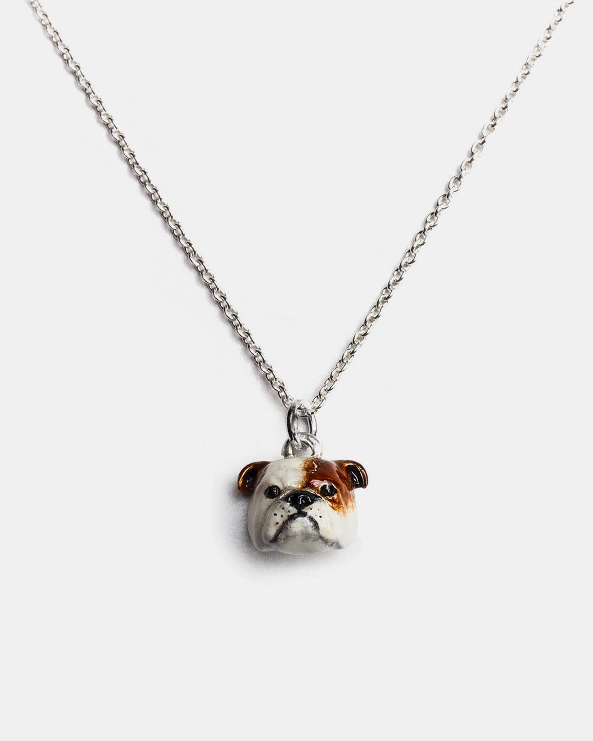 ENGLISH BULLDOG PENDANT NECKLACE F040 L60 / ENAMELLED
