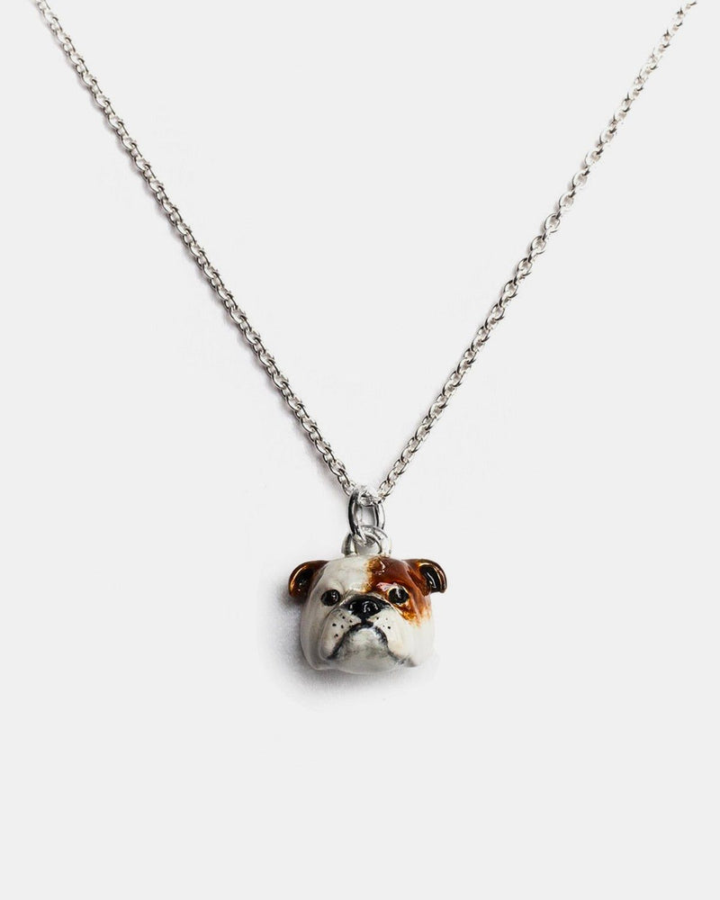 ENGLISH BULLDOG PENDANT NECKLACE F040 L60 / ENAMELLED