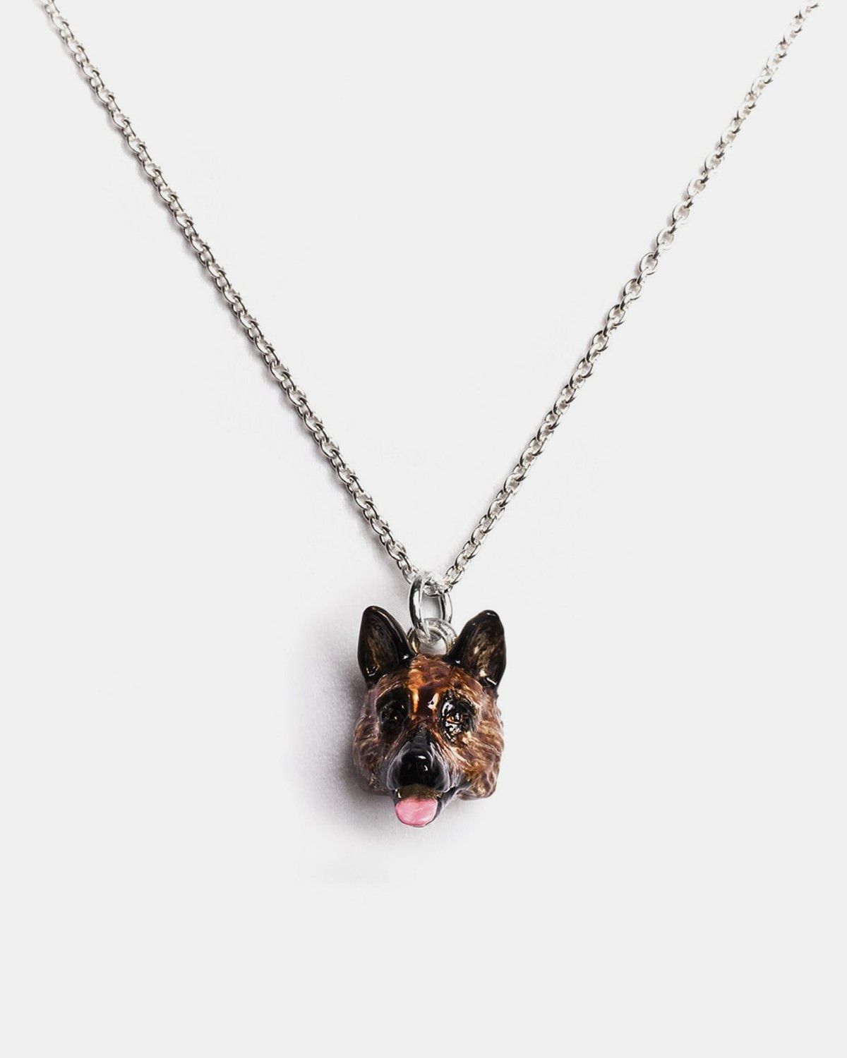 GERMAN SHEPERD PENDANT NECKLACE F040 L60 / ENAMELLED