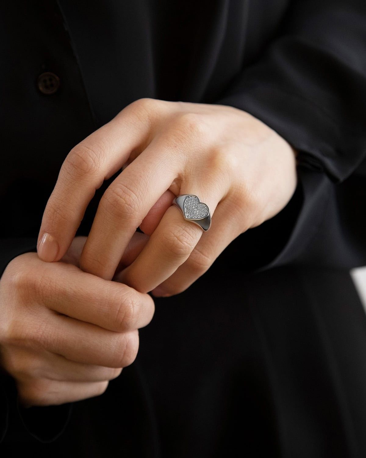 CHEVALIÈRE CŒUR AVEC ZIRCONIE CUBIQUE