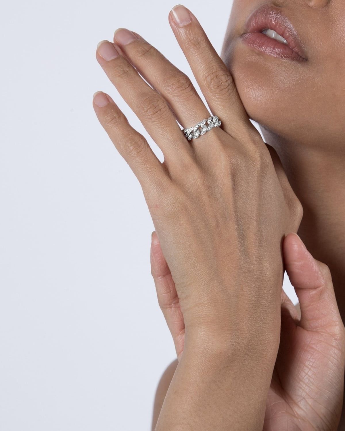 BAGUE GOURMETTE SOUPLE H60 AVEC ZIRCONIE CUBIQUE