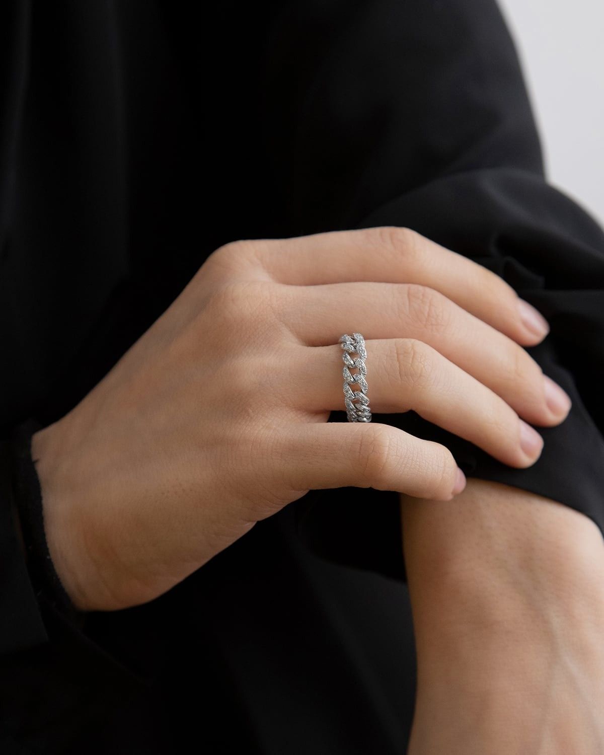 BAGUE GOURMETTE SOUPLE H60 AVEC ZIRCONIE CUBIQUE