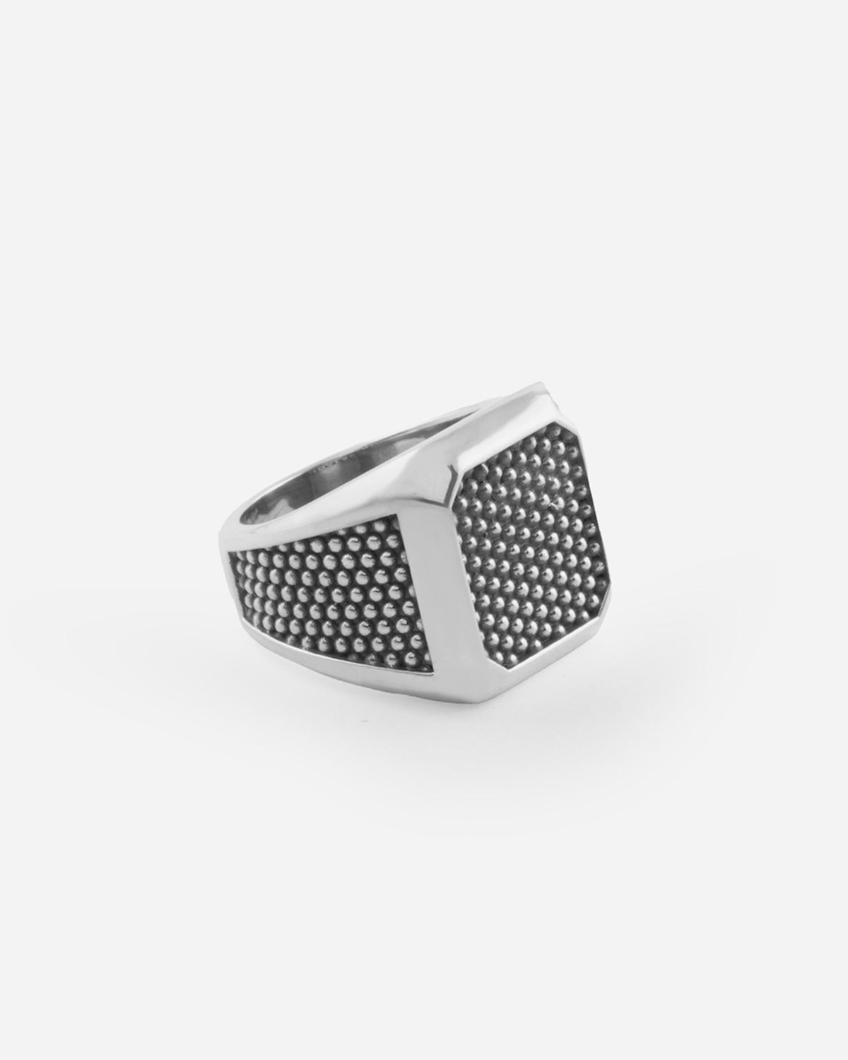 OCTAGONAL SIGNET RING WITH DOTTED TEXTURE