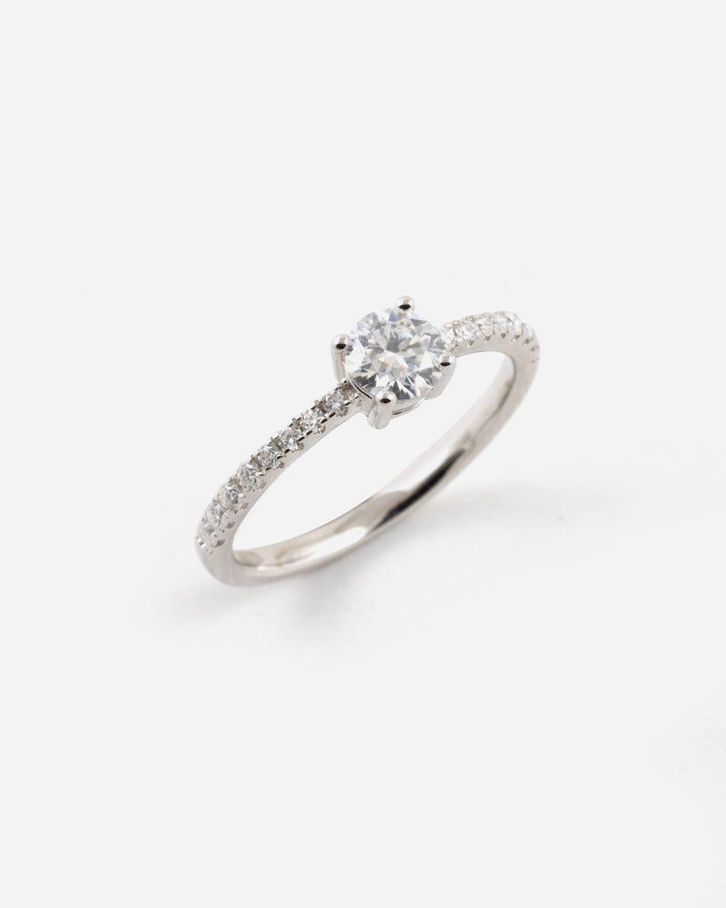 ANELLO SOLITARIO TONDO IN ARGENTO CON PIETRA MOISSANITE 0.7 CT