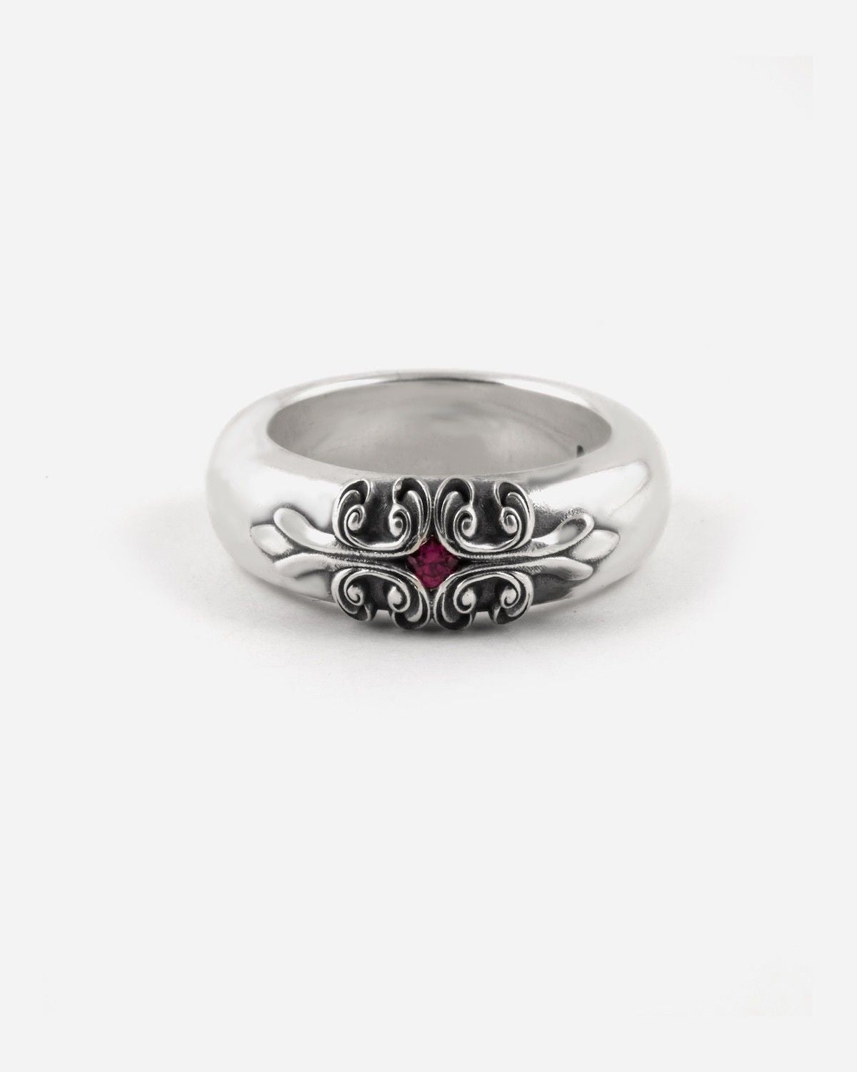 BAGUE FAMILIA BOLD AVEC PIERRE ROUGE