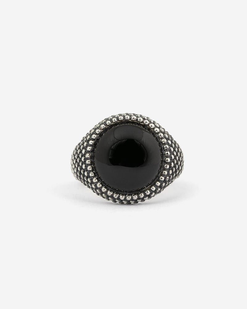 ANILLO CHEVALIER REDONDO PUNTEADO CON PIEDRA ÓNIX NEGRO