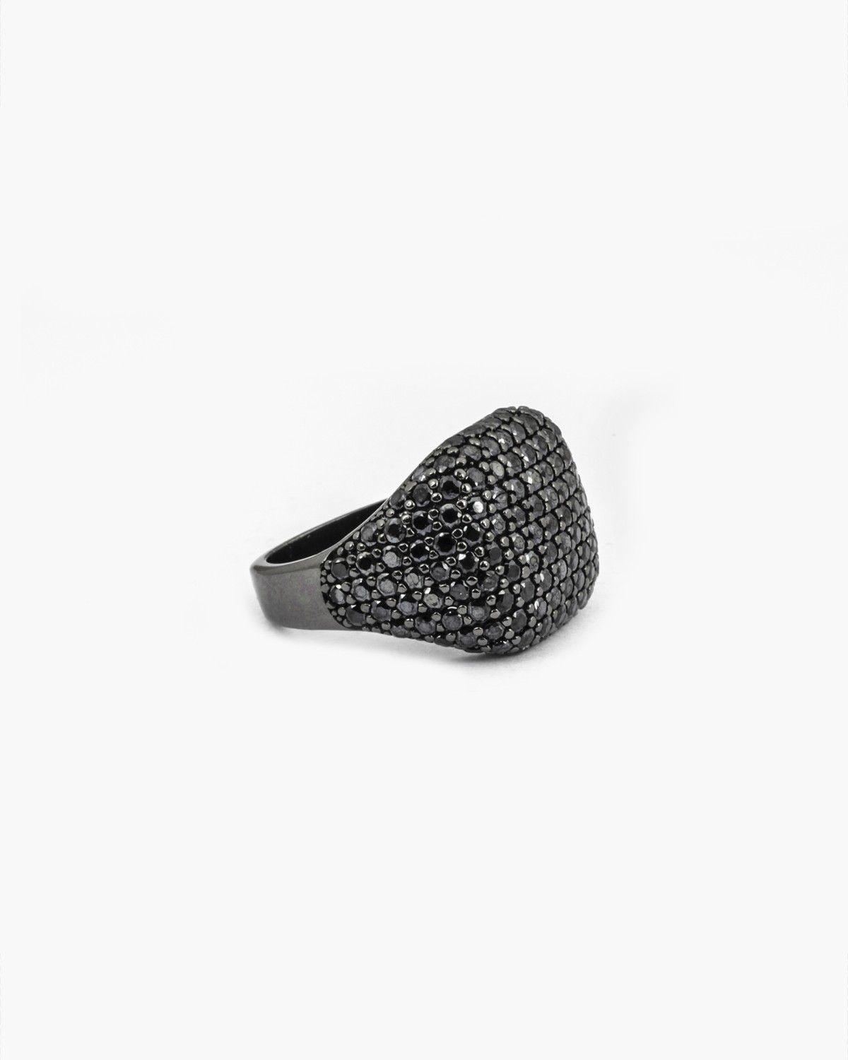 CHEVALIÈRE CARRÉE NOIR AVEC ZIRCON CUBIQUE
