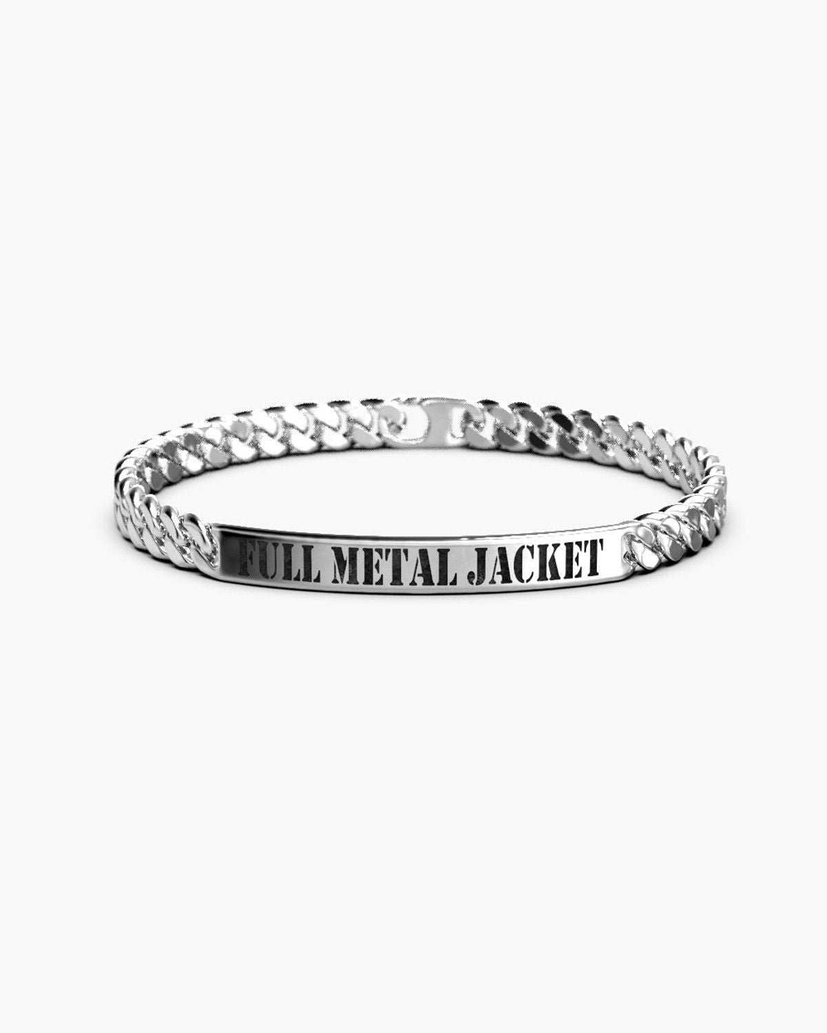 BRACELET GOURMETTE BORDURE CARRÉE AVEC AVEC GRAVURE CHAÎNE 200 CUSTOM
