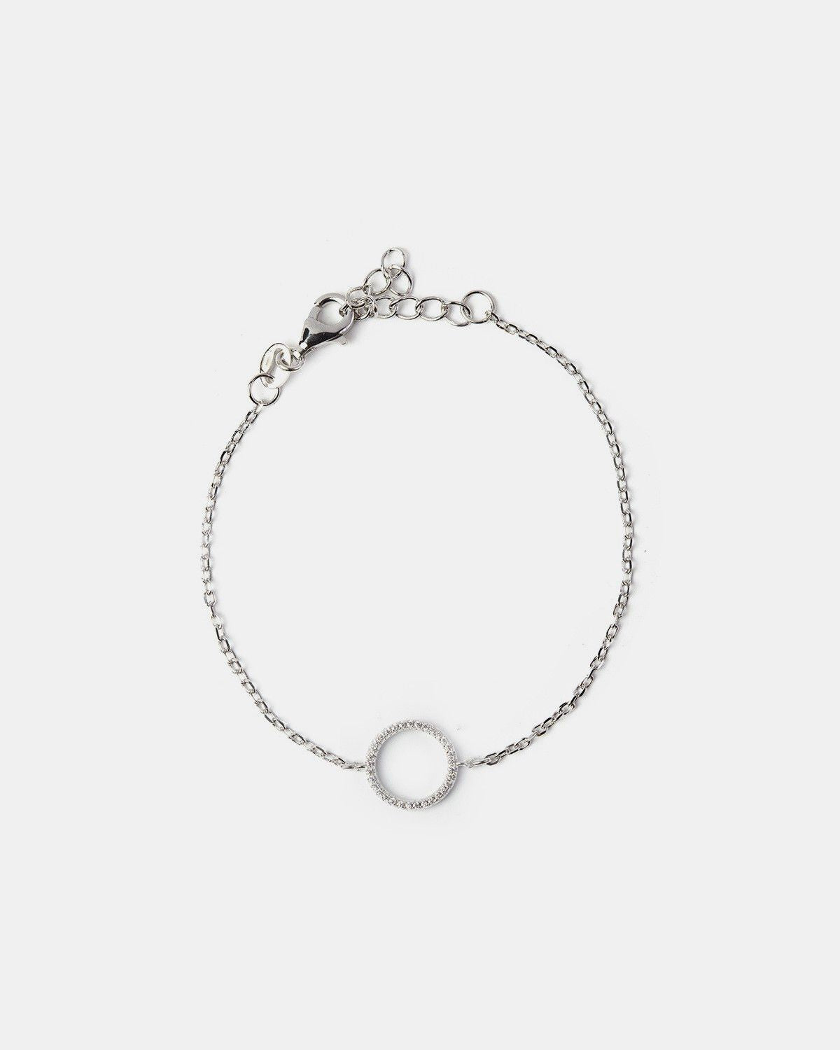 BRACELET CERCLE AVEC ZIRCON CUBIQUE / RHODIUM BLANC