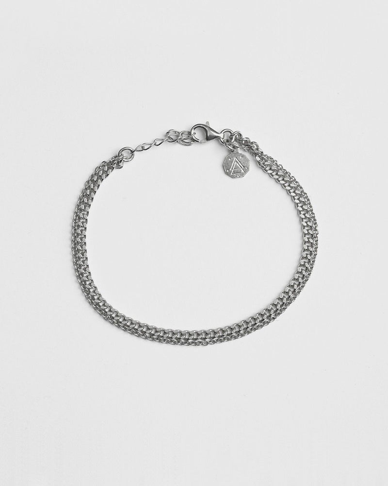 BRACCIALE DUE FILI GRUMETTA E FORZATINA IN ARGENTO