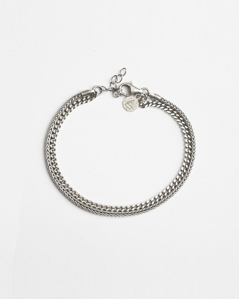 BRACELET TRE CHAÎNES GOURMETTE ET CODA DI VOLPE