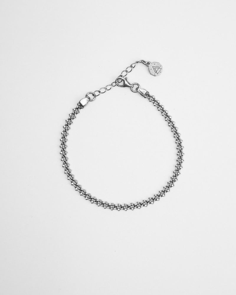 PULSERA DE ESLABONES DE CANGREJO / PLATA BRUÑIDA BRILLANTE