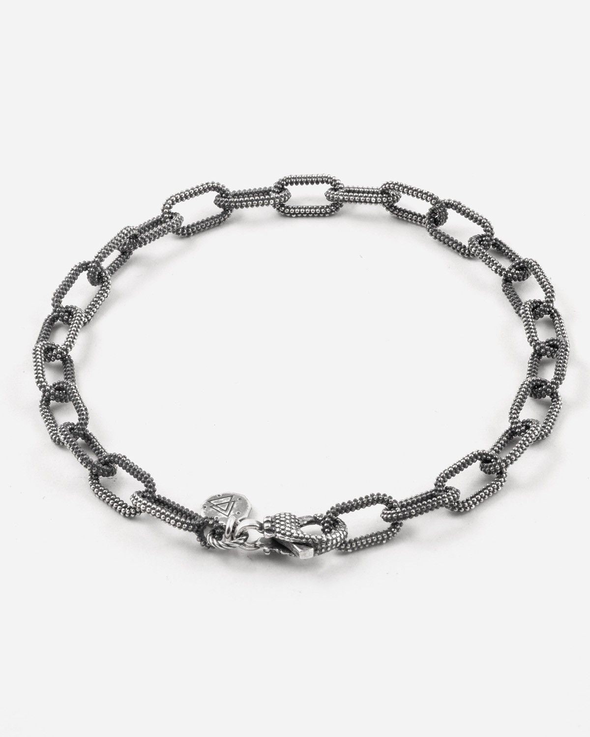 BRACCIALE MAGLIE OVALI PUNTINATE PICCOLE IN ARGENTO