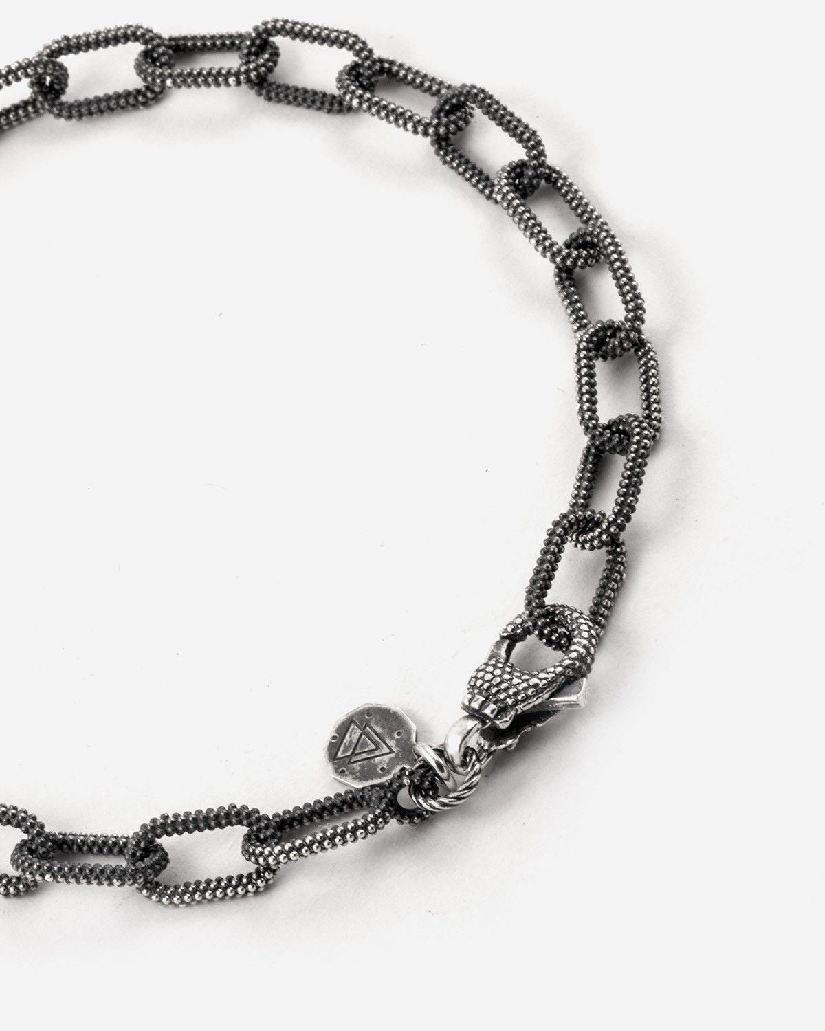 BRACCIALE MAGLIE OVALI PUNTINATE PICCOLE IN ARGENTO