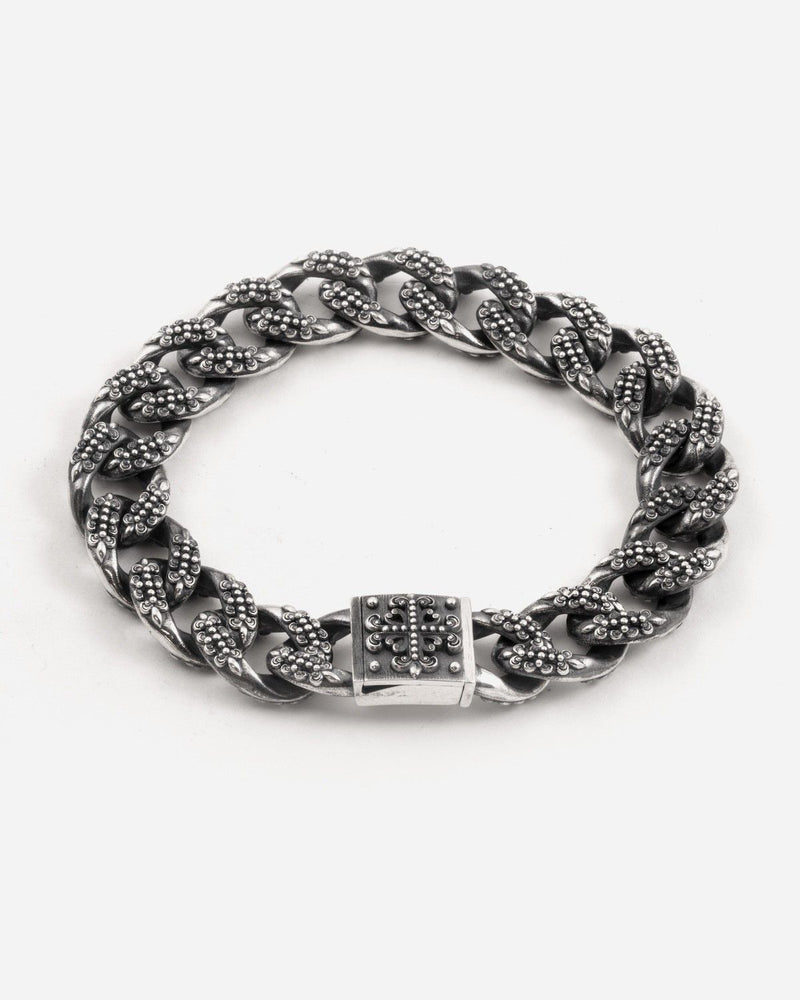 BRACCIALE GRUMETTA CON TEXTURE GOTICA INSIGNA IN ARGENTO