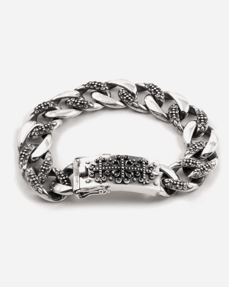 BRACELET GOURMETTE AVEC TEXTURE GOTHIQUE ALTERNÉE TRINIDAD EN ARGENT